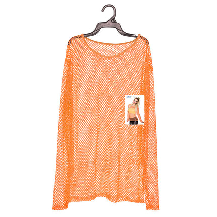 Neon Orange Fischnetz Shirt M-L