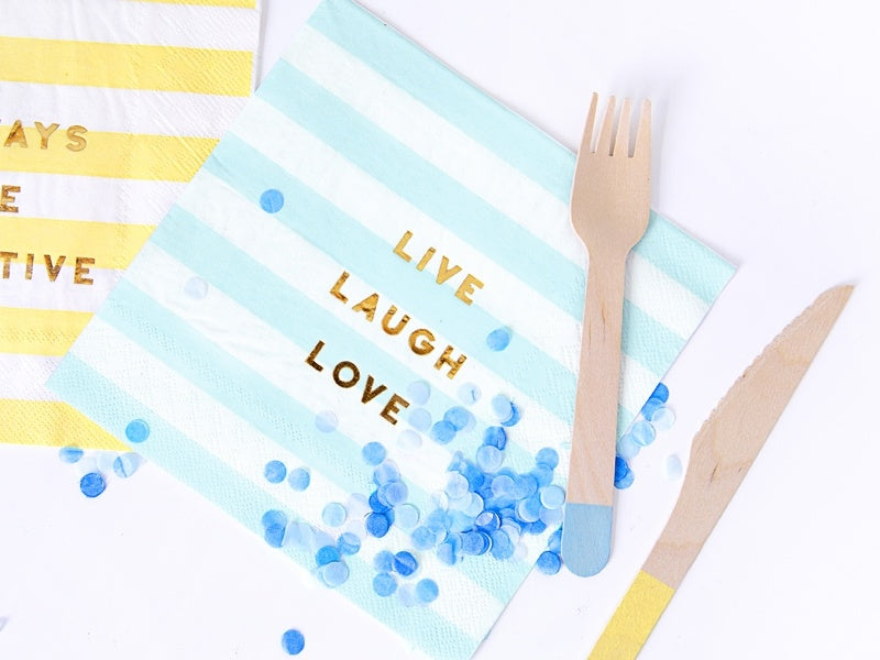 Hellblaue Servietten Live Laugh Love 33cm 20Stück