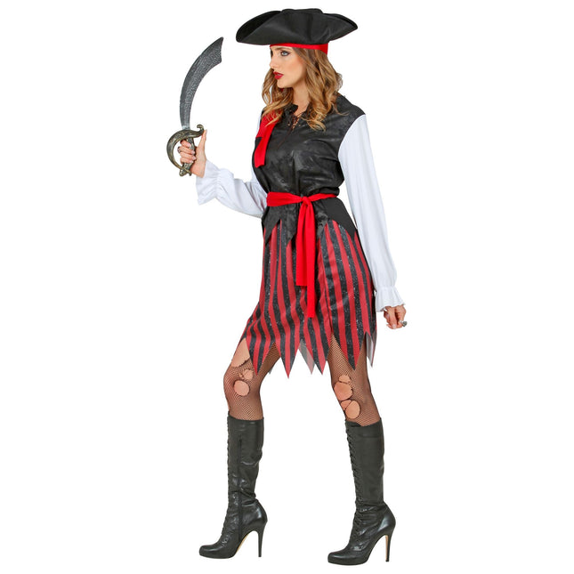 Piratenkleid Rot Weiß Schwarz Damen