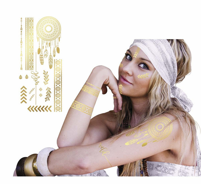 Gold Hippie Fake Tattoos