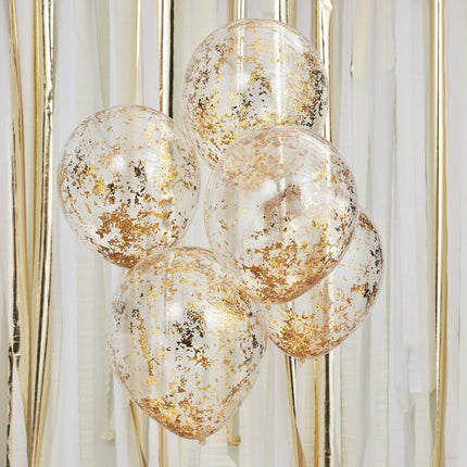 Gold Konfetti Ballons Latex 30cm 5Stück