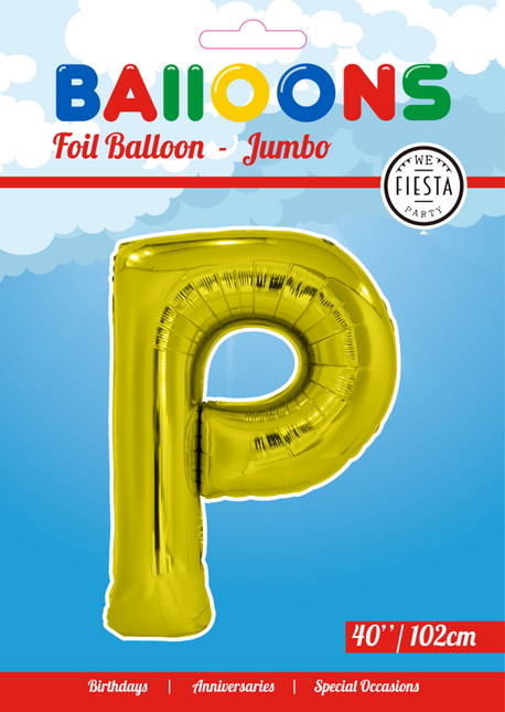 Folienballon Buchstabe P Gold XL 102cm leer