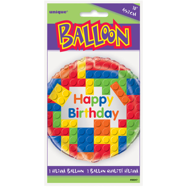 Helium Ballon Lego Happy Birthday 45cm leer