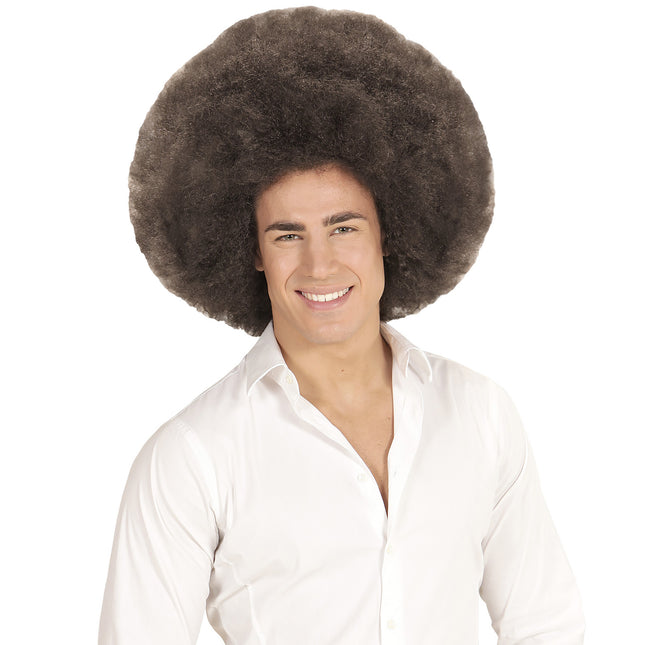 Dunkelbraune Perücke Afro Extra Groß