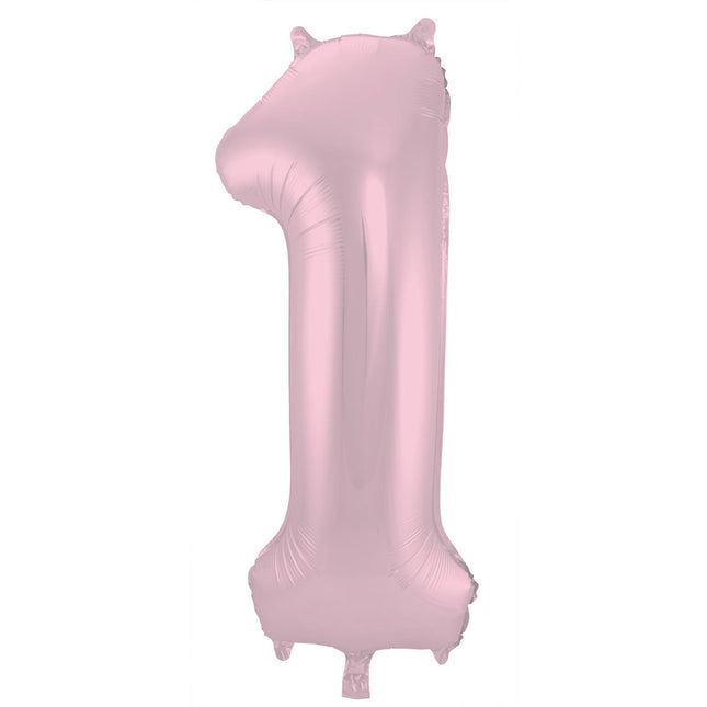 Folienballon Figur 1 Pastellrosa XL 86cm leer