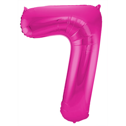 Folienballon Figur 7 Fuchsia Metallic XL 86cm leer