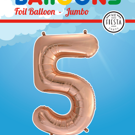 Folienballon Figur 5 Rose Gold XL 86cm leer