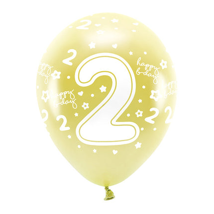 Ballons 2 Jahre Gold 33cm 6 Stk.