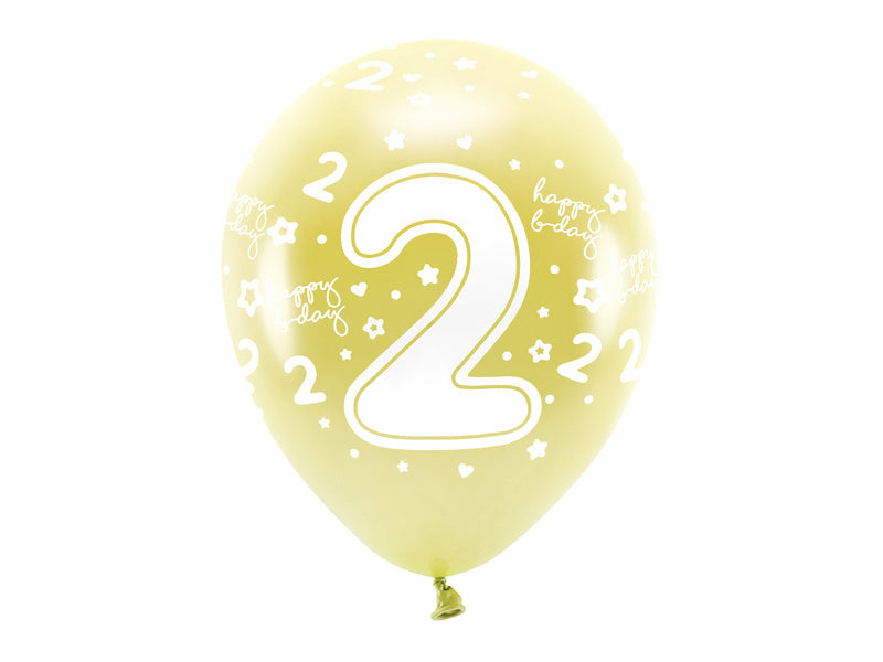 Ballons 2 Jahre Gold 33cm 6 Stk.