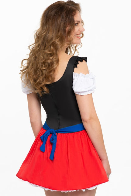 Dirndlkleid Oktoberfest Rot Blau Schürze