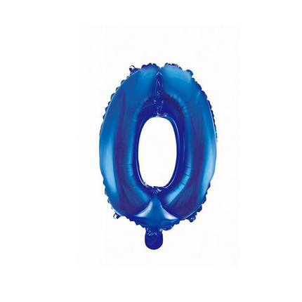 Folienballon Figur 0 Blau 41cm mit Strohhalm