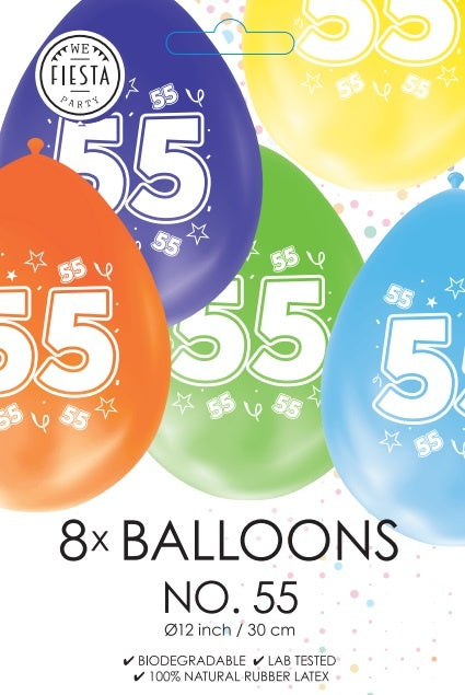 Bunte Ballons 55 Jahre 30cm 8Stück