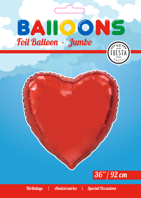 Heliumballon Herz Rot XL Leer 92cm