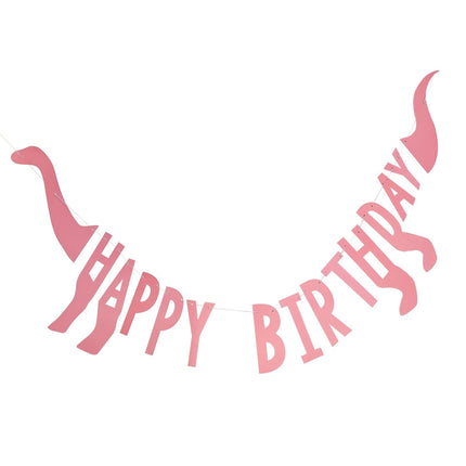 Pinke Dino-Schlinge Happy Birthday 1,4m