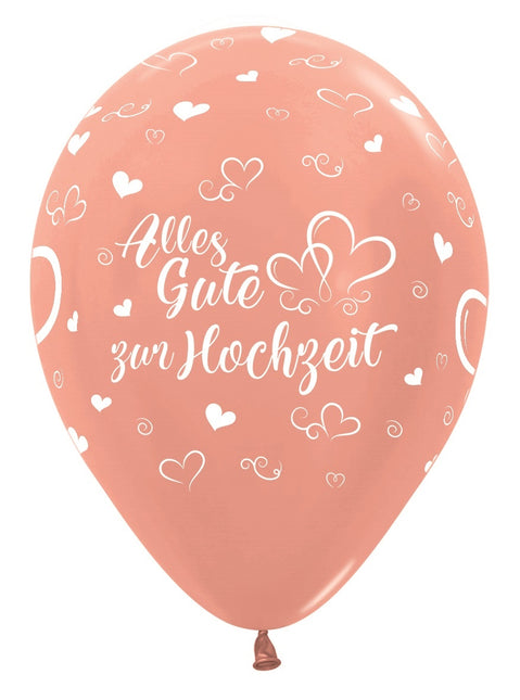 Luftballons Alles Gute zur Hochzeit Herzen Metallic Rose Gold 30cm 25 Stk.