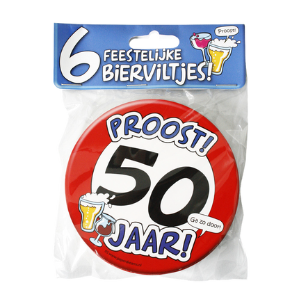 Bierdeckel 50 Jahre 12,5cm 6Stk.