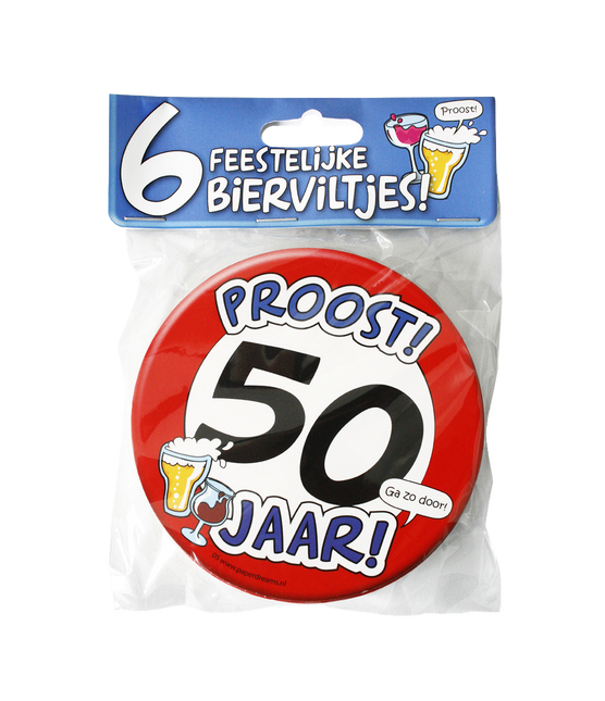 Bierdeckel 50 Jahre 12,5cm 6Stk.