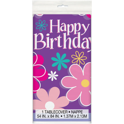 Florale Tischdecke Happy Birthday 2.13m