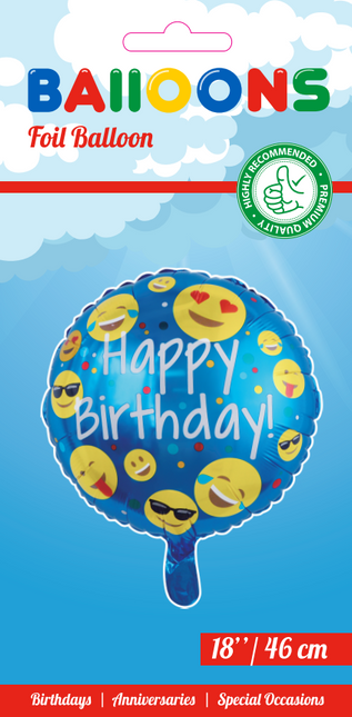 Heliumballon Happy Birthday Emoji 45cm leer