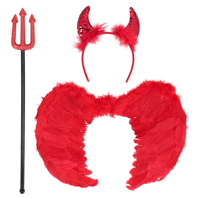 Halloween Accessoires Set Ladies Devil 3 Stück