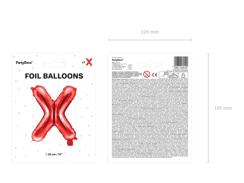 Folienballon Buchstabe X Rot Leer 35cm