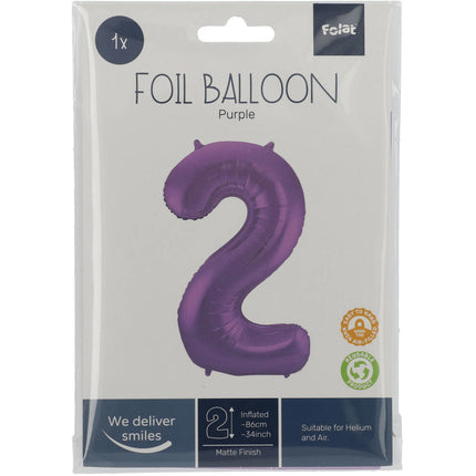 Folienballon Figur 2 Matt Lila XL 86cm leer