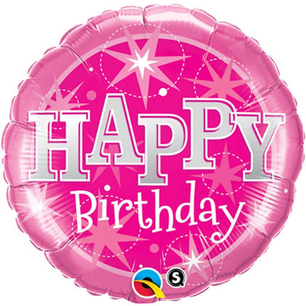 Helium Ballon Happy Birthday Rosa 46cm leer