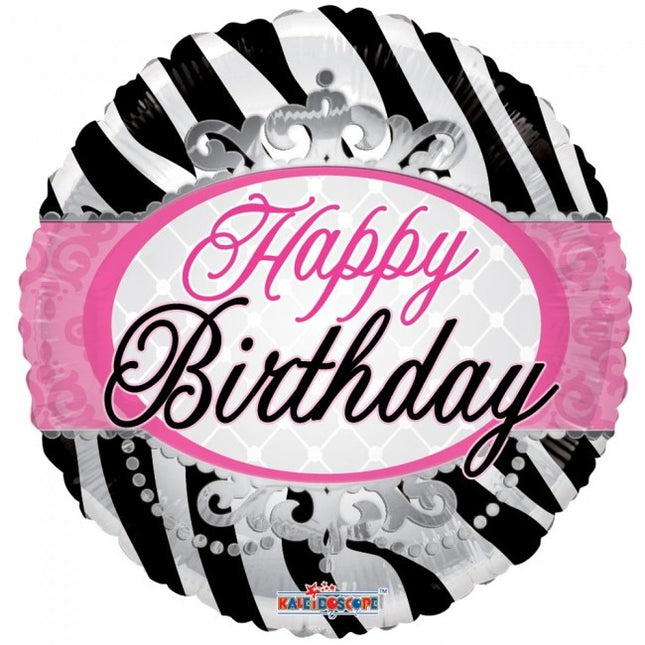 Helium Ballon Happy Birthday Zebra 45cm leer