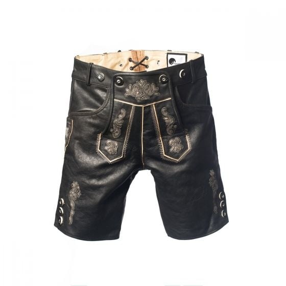 Lederhose Leder Short Schwarz und Gürtel