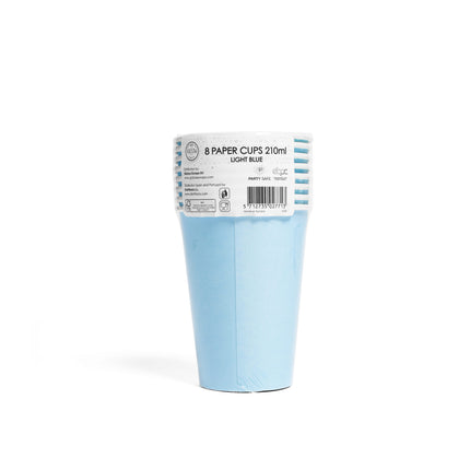 Hellblaue Becher Papier 210ml 8Stk