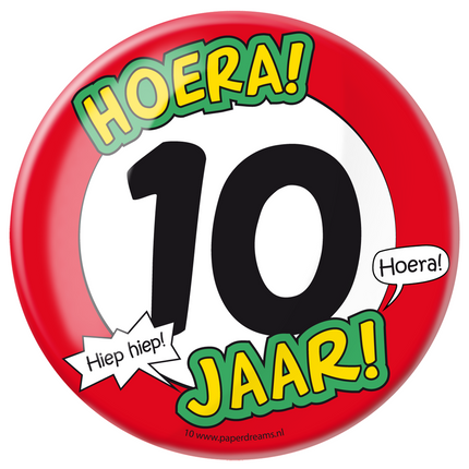 Button 10 Jahre Verkehrsschild 10,2cm