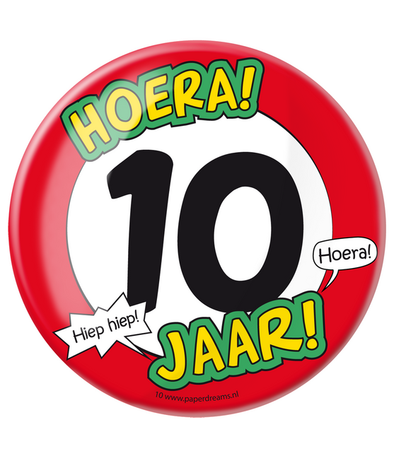 Button 10 Jahre Verkehrsschild 10,2cm