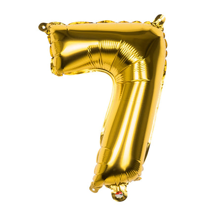 Goldene Figur Ballon 7 Jahre 36cm