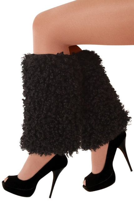 Legwarmers Plüsch Curly Schwarz