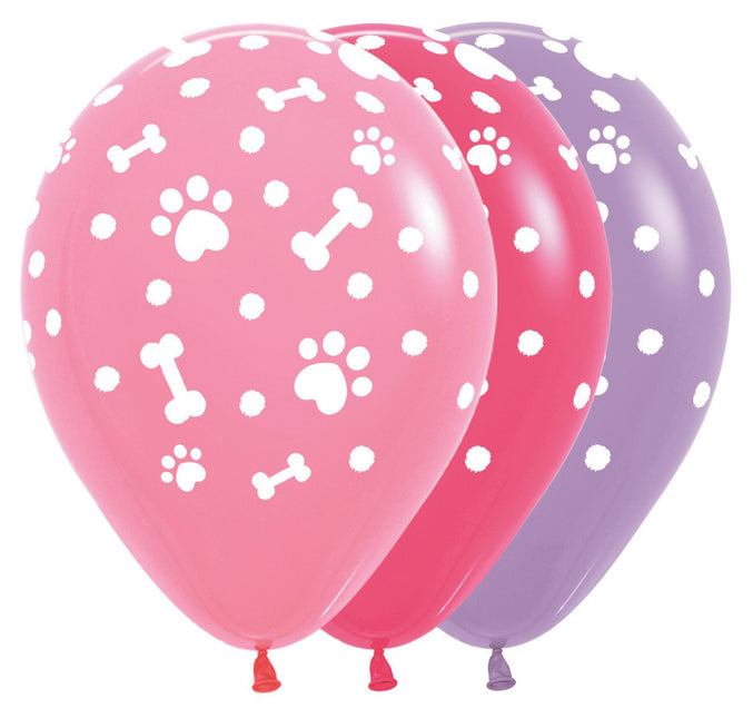 Ballons Paw Prints Girl Mix 30cm 25pcs