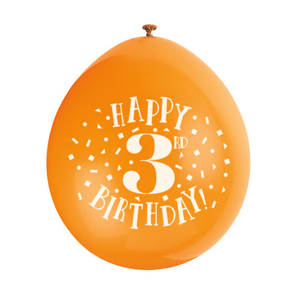 Luftballons Happy Birthday 3 Jahre 28cm 10Stk