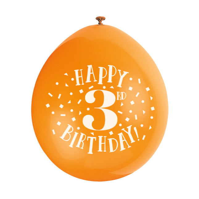 Luftballons Happy Birthday 3 Jahre 28cm 10Stk