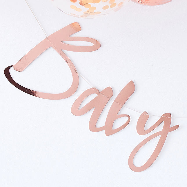 Rose Gold Baby Shower Girlande 1,5m