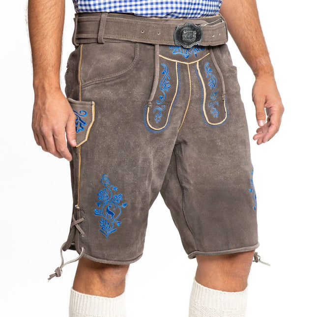 Lederhose Leder Short Shade Blau und Gürtel