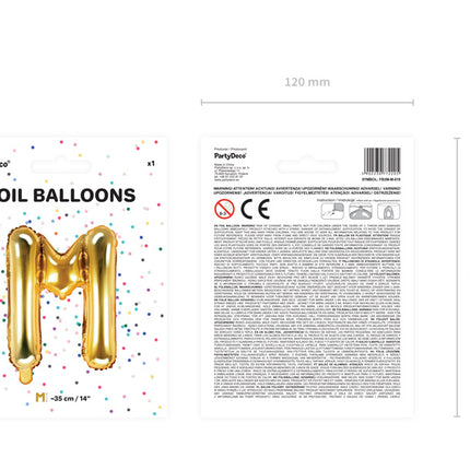 Folienballon Buchstabe M Gold Leer 35cm