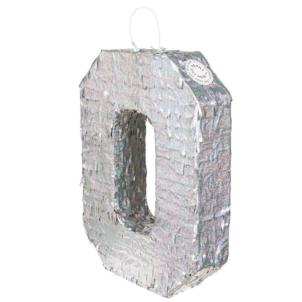 Silberne Pinata 0 Jahr Holographisch 40cm