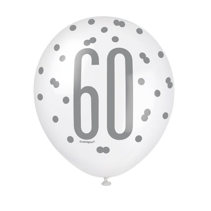 Ballons 60 Jahre Dots Schwarz 30cm 6Stück