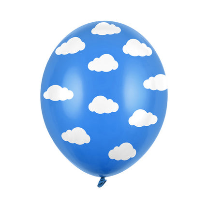 Blaue Ballons Weiße Wolken 30cm 6Stk