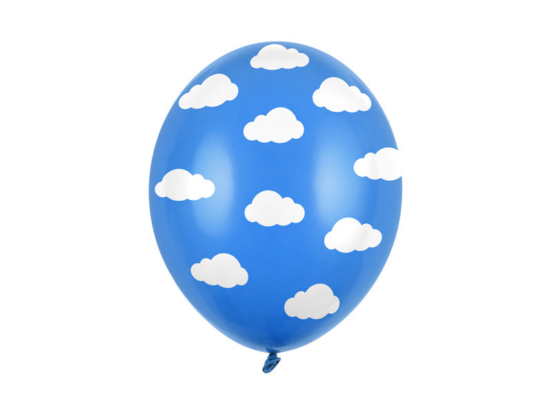 Blaue Ballons Weiße Wolken 30cm 6Stk