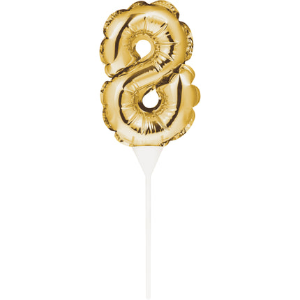 Gold Tortenaufleger 8 Jahre Folienballon 13cm