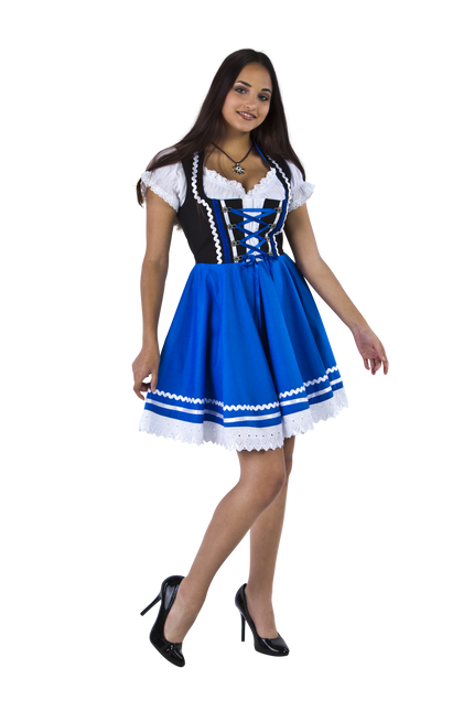 Oktoberfest Dirndl Kleid Oktoberfest Blau Weiß Damen 2 Stück