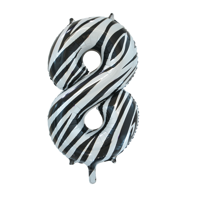 Folienballon Figur 8 Zebra XL 86cm leer