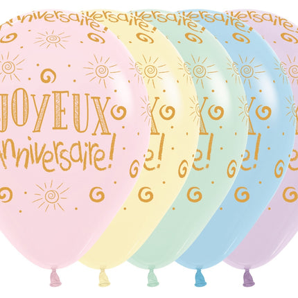 Ballons Joyeux Anniversaire Pastell Matte Mix 30cm 25pcs