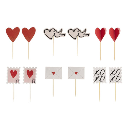 Rote Cupcake Toppers Liebe 12 Stk.