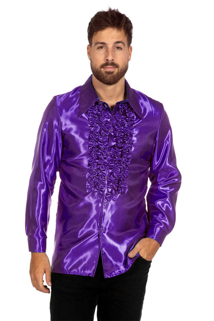 Disco Bluse Rüschen Lila